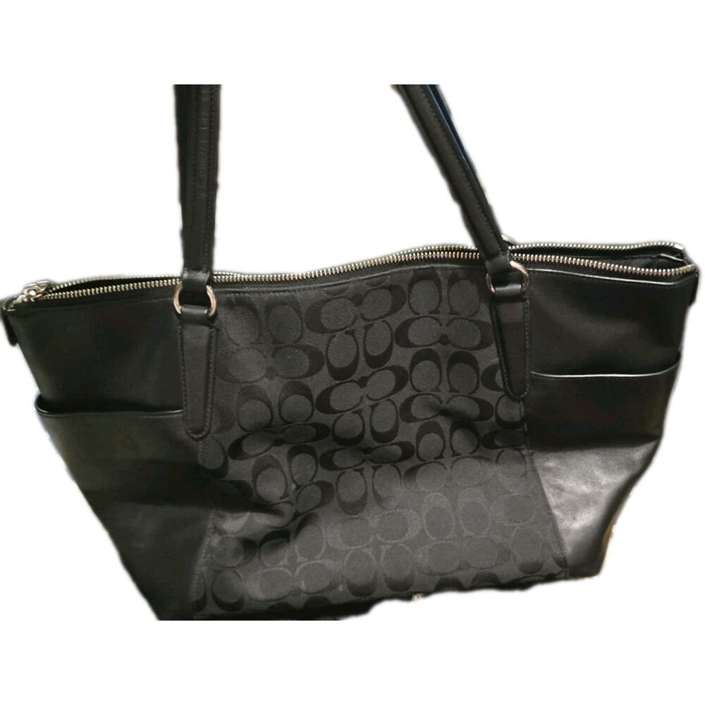 Coach Black/Black Signature Tote Shoulder Bag F37231 MSRP $325.00 - Picture 2 of 6